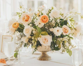 Timeless Metal Pedestal Compote Vase, Wedding Centerpiece Metal Vase, High Quality Metal Vase