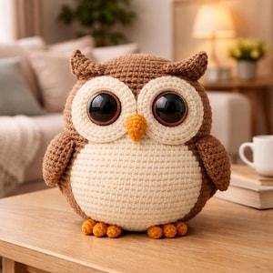Chubby Owl Crochet Pattern, Amigurumi Plush Tutorial (PDF Download)