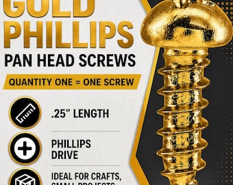 Vite Phillips dorata da 1/4” n. 2, Vite Phillips nera da 1/4” n. 2, Vite Phillips argentata da 1/4” n. 2, Piccola vite in metallo, Vite per targhetta, Viti piccole