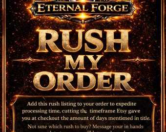 RUSH SHIP TOMORROW - Ship same or next business day from the date range Etsy gave you at checkout. In a hurry? Get it quicker!