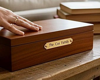 Engraved Brass Plate for Wood Jewelry Box with Hardware, Brass Plaque for Watch Box, Custom Watch Box Label Memory Box Gift, Gift for Family