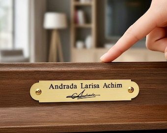 Engraved Brass Plaque, Wedding Monogrammed Plate with Hardware, Custom Table Signs, Screw In Plaque for Table, Locker, or Painting