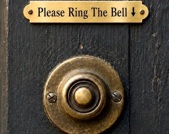 Custom Brass Doorbell Sign, Please Ring for Service, Doorbell Plaque, Gold Brass Doorbell Sign, Ring Bell for Assistance, No Soliciting Sign