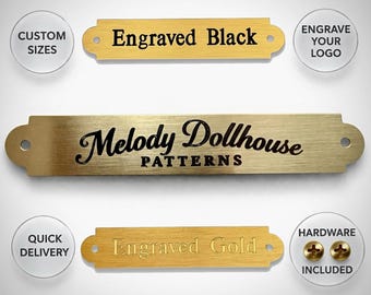 Engraved Brass Nameplate Bench Plaque Memorial Plate Artist Frame Plate Various Sizes Solid Gold Brass Plaque With Hardware Stick On Label