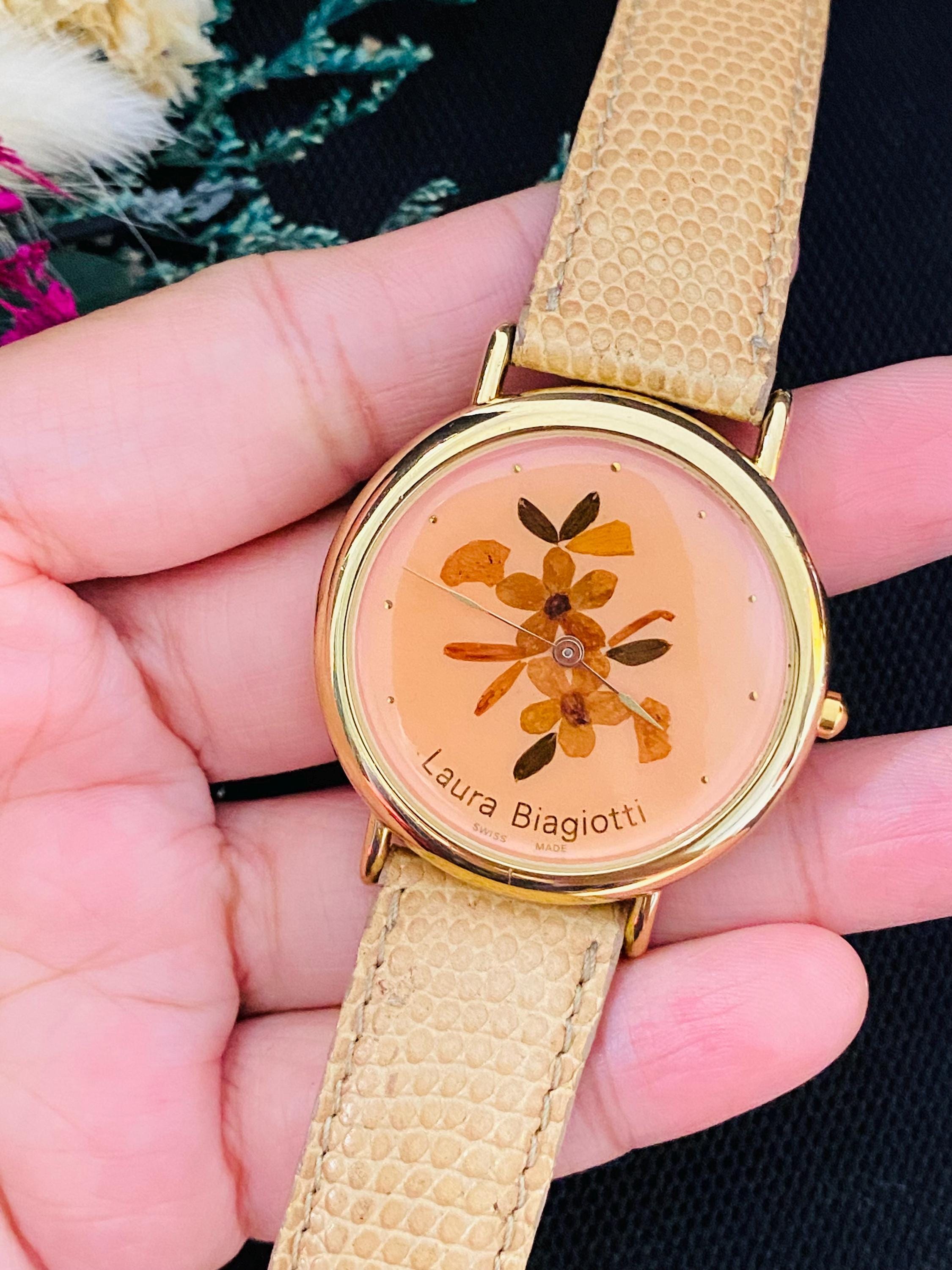 Laura Biagiotti Vintage Watch – Real Pressed Flowers, Enamel  display picture 1