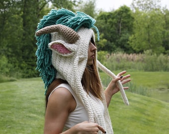 River Spirit Dragon Scoodie Crochet PATTERN / Hooded Scarf / Anime Dragon