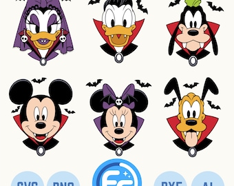 Minnie Mouse Halloween Vampire SVG Bundle: Vampire Daisy, Ghost Pluto (Digital Download)