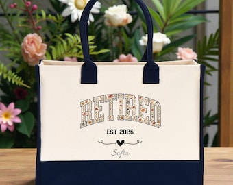 Custom Retirement Tote, Funny Retirement Tote, Retired Tote Bag, Retired Life Tote, Happy Retirement Tote Bag, Floral Retired Tote Bag