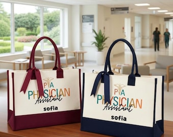 Personalized Physician Assistant Accent Tote Bag, Physician Assistant Graduation Tote Bag, Custom Medical Tote, Personalized PA Student Tote