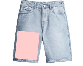 Custom Light Wash Denim Shorts, Personalized Graphic Jorts, Customizable Streetwear