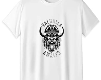 Valhalla Awaits Viking Warrior T-Shirt, Norse Mythology Odin Tee
