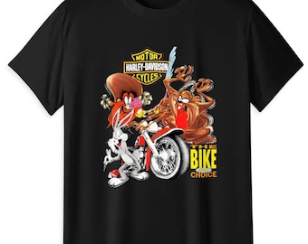 Vintage Harley-Davidson Looney Tunes T-Shirt, Bugs Bunny Taz Yosemite Sam Tee