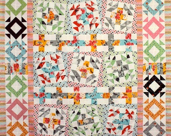 Quilt Pattern - Fancy Wonky Cross - PDF Version - Double Bed Size, Original Design by Sew Well Maide