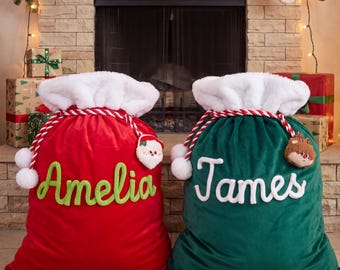 Personalized Christmas Gift Sack | Custom Name Santa Bag for Kids