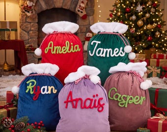 Personalized Christmas Large Santa Sack with Name | Christmas Morning Surprise for Kids