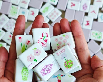 Artistic Acrylic Mahjong Set | Garden Party, Coastal Escape Styles (Physical Game Set)