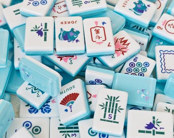 American Mahjong Set | Acrylic Floral Fan Printed Mahjong Tiles-160