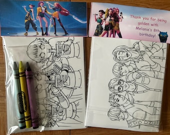 Kpop Demon Hunters Coloring Sheets | Personalized Party Favors (Set of 4)