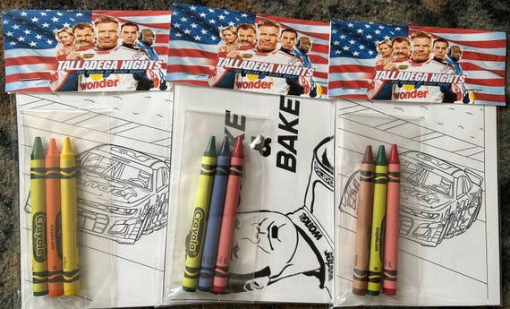 Talladega Nights Coloring Sheets | Party Favor Fillers | Coloring Pages | Custom | Personalized | sets