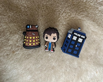 Colgantes de Dr. Who para Crocs / Colgantes para zapatos / Tardis / Dalek / David Tennant