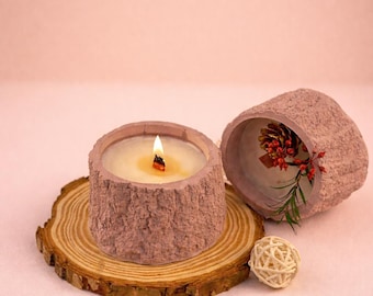 Rustikales Holzscheit Kerzen Set