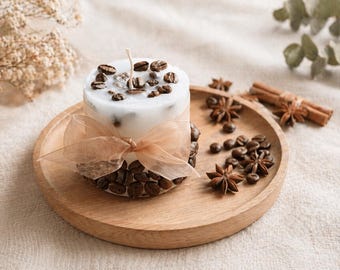 Vela artesanal de soja con forma de grano de café, decoración rústica para el hogar, vela de cera para aromaterapia.