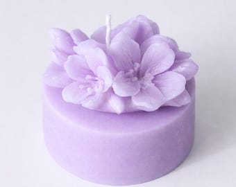 Handhällt sojavax lavendelblomsljus, blommig dekorativ heminredning