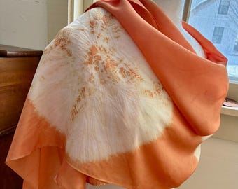 Botanical Dyed Shibori Silk Shawl-Sustainable Gift