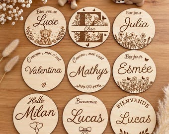 Plaque naissance en bois personnalisée prénom  bébé cadeau de naissance gravé