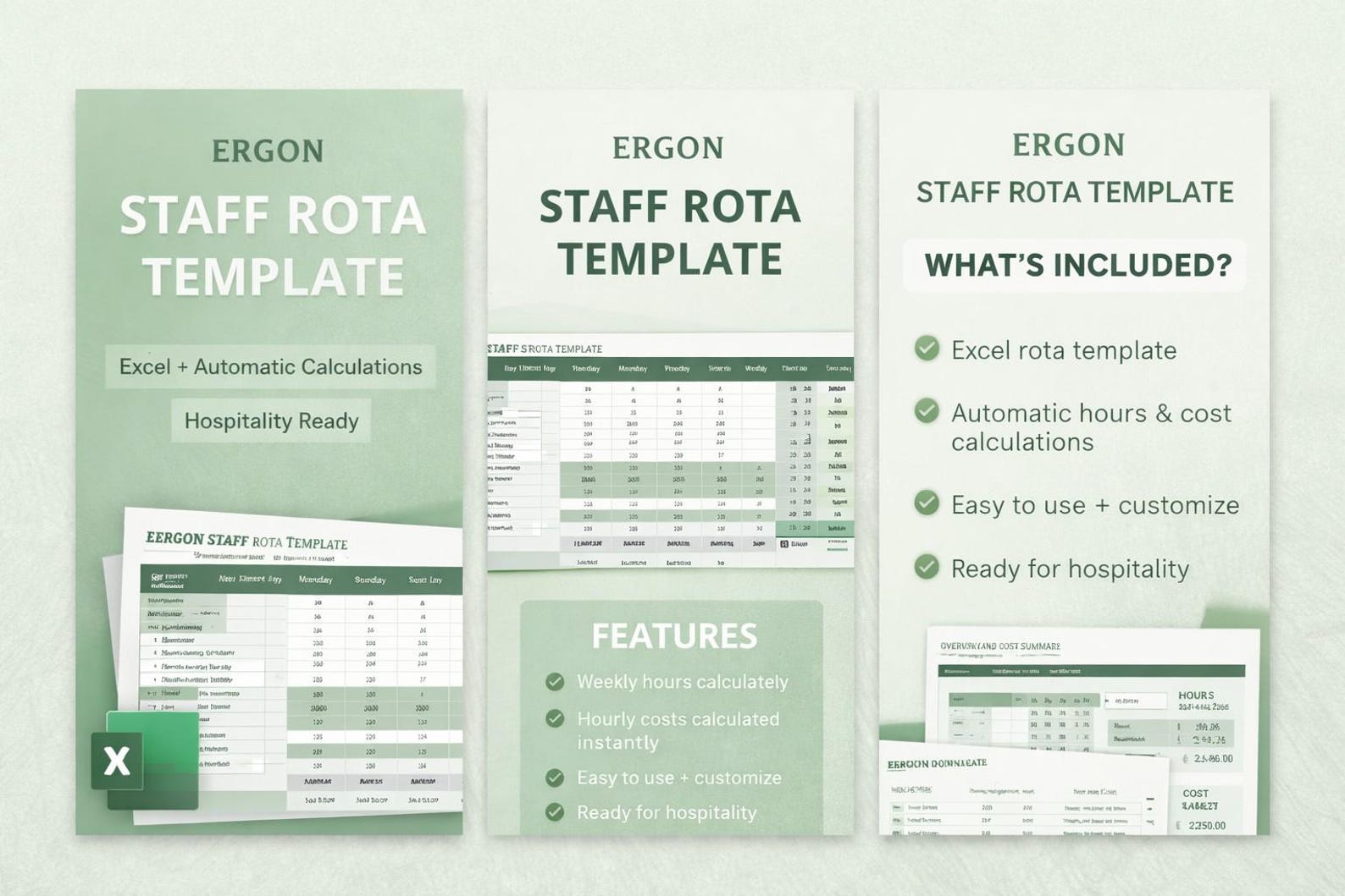Staff Rota Template Excel | Weekly & Monthly Schedule | Restaurant ...
