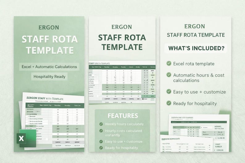 Staff Rota Template Excel | Weekly & Monthly Schedule | Restaurant ...
