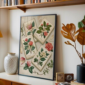 Mahjong Wall Art Print | Botanical Tile Illustration | Southern Home Decor | Mahjong Gift for Her image 7