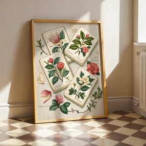 Mahjong Wall Art Print | Botanical Tile Illustration | Southern Home Decor | Mahjong Gift for Her image 10