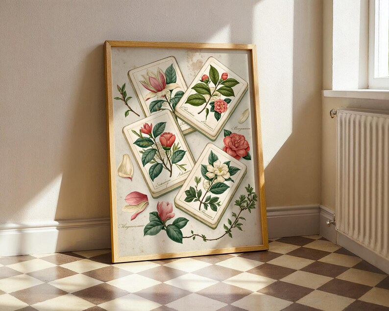 Mahjong Wall Art Print | Botanical Tile Illustration | Southern Home Decor | Mahjong Gift for Her image 10