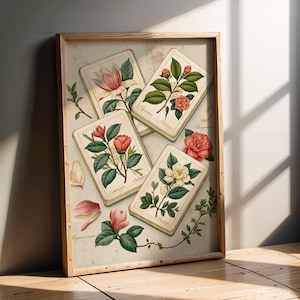 Mahjong Wall Art Print | Botanical Tile Illustration | Southern Home Decor | Mahjong Gift for Her image 5