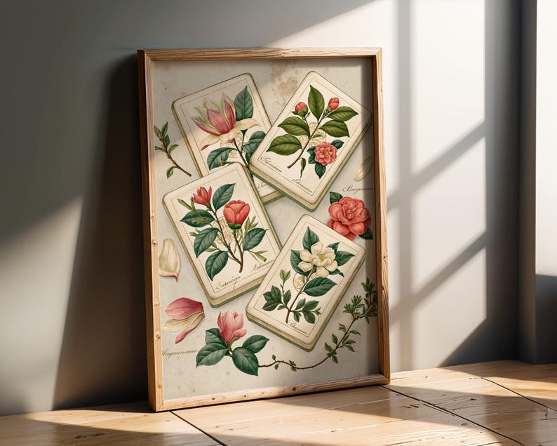 Mahjong Wall Art Print | Botanical Tile Illustration | Southern Home Decor | Mahjong Gift for Her image 5