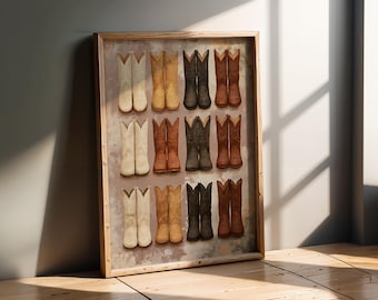 Cowboy Boots Wall Art Print | Western Home Decor | Boot Painting | Southern Gift | Texas Wall Art