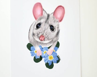 Mouse and Primrose Postcard Art Print