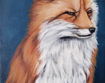 Red Fox Original Acrylic Painting Framed