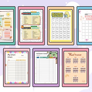 Kids Routine Chart Bundle | Chores, Homework, Reading, Mood Tracker (PDF Download)
