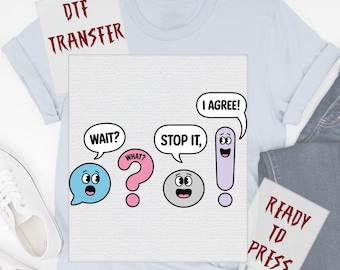 Funny Grammar Characters DTF Transfer, Teacher Grammar Humor Ready to Press