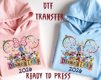 Disney Trip 2026 Family Vacation DTF Transfer, Mickey and Friends Castle Ready to Press
