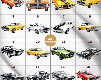 Retro Muscle Cars DTF Transfer, Vintage Cars Design Ready to Press