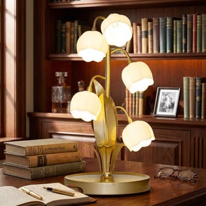 Lily of the Valley Lamp – 3 Color Adjustable Flower Table Lamp, Bedside Night Light