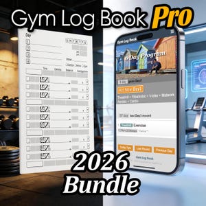 Professional Gym Log Book & Workout Program Planner Bundle (Mobile, Printable PDF)