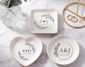 Benutzerdefinierte Paar-Ring-Teller | Personalisierte Namen Verlobung Geschenk | Hochzeit Ringhalter Teller