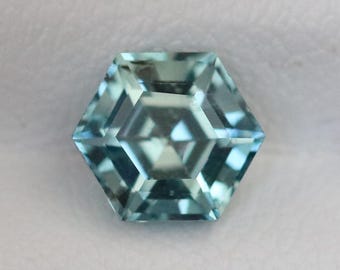 Teal Sapphire Hexagon Cut 1.40 CT – Unique Seafoam Color Gemstone – Hexagon Sapphire for Custom Rings