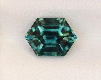 Teal Sapphire Hexagon Cut 1.33 CT – Unique Blue Green Color Gemstone – Hexagon Sapphire for Custom Rings