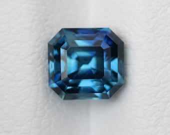 Natural Teal Sapphire, Emerald Cut, 1.62 CT, Blue Green Gemstone, September Birthstone, Engagement Rings