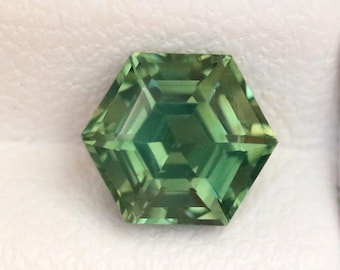 Natural Green Sapphire Hexagon Cut 1.35 CT – Loose Gemstone – Hexagon Sapphire for Custom Ring & Jewelry